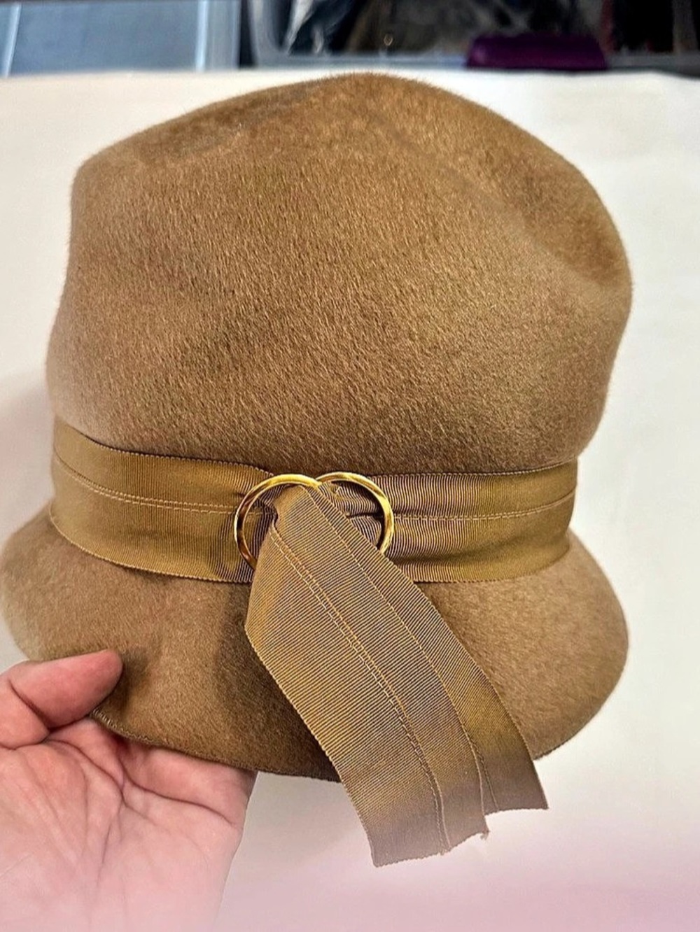 Vintage Mid Century Eva Mae Modes Wool Cloche Hat in Brown